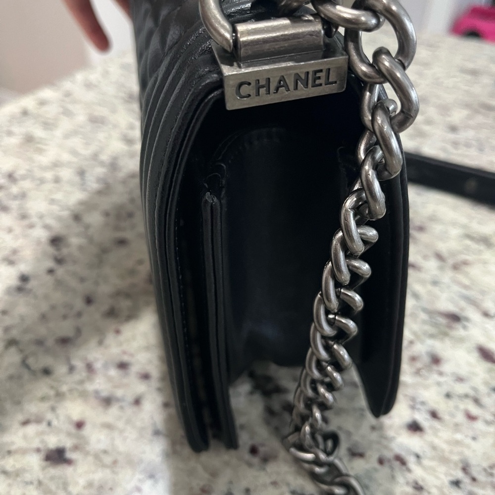 Chanel Black Quilted LeBoy Crossbody Bag with Silver Chain - Picture 5 of 5